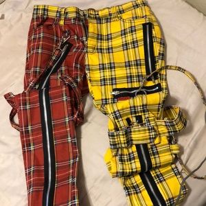 Half and half plaid pants